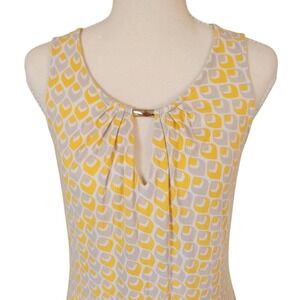 Banana Republic Yellow and Gray Retro Geometric Print Blouse Size XS